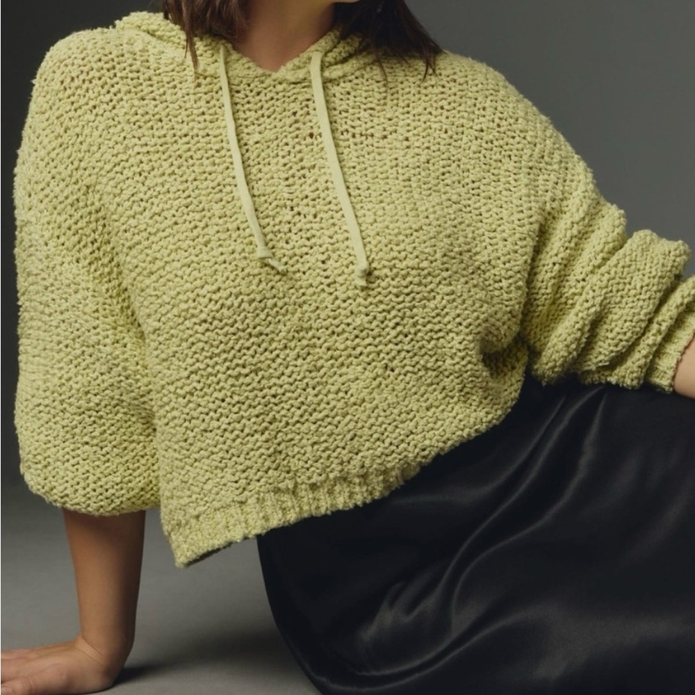 Pilcro sailcloth hooded cropped knit sweater